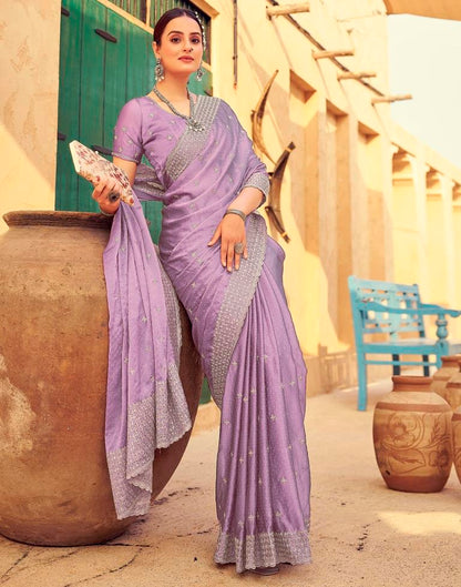 Dusty Purple Georgette Plain Saree