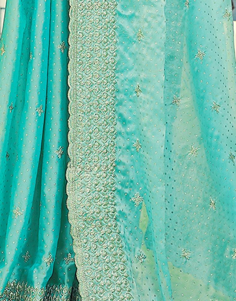 Turquoise Georgette Plain Saree