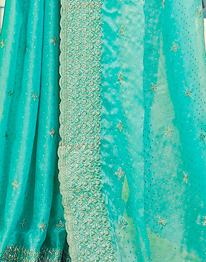 Turquoise Georgette Plain Saree