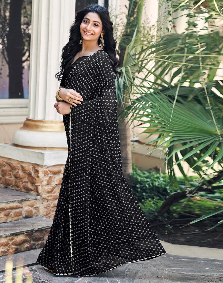 Black Georgette Printed Saree