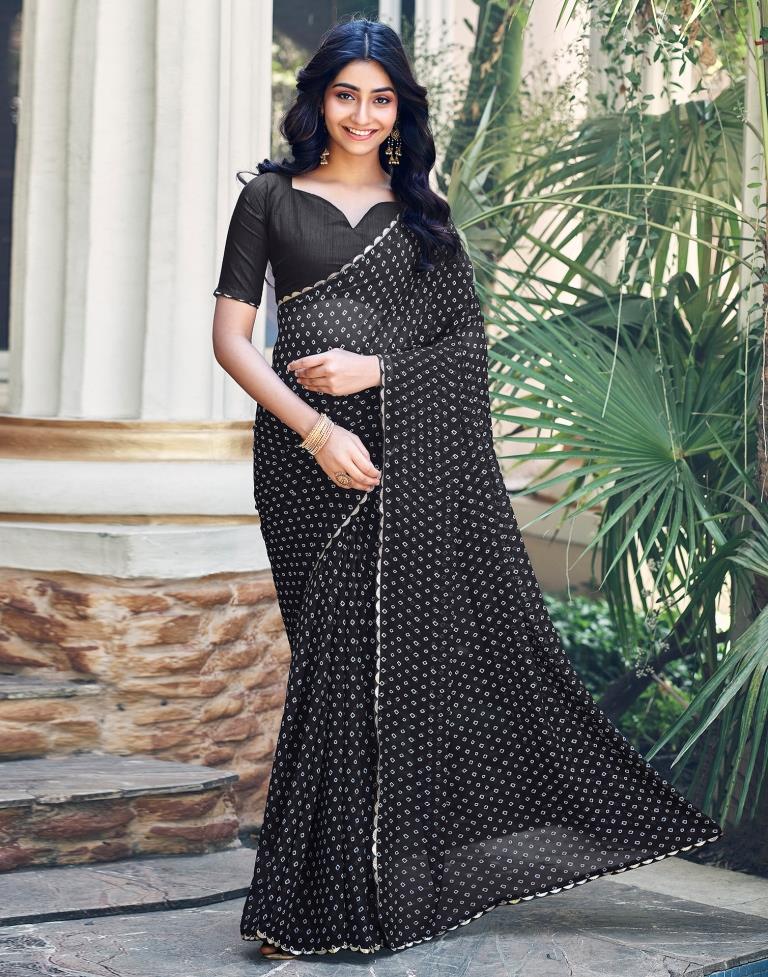 Black Georgette Printed Saree