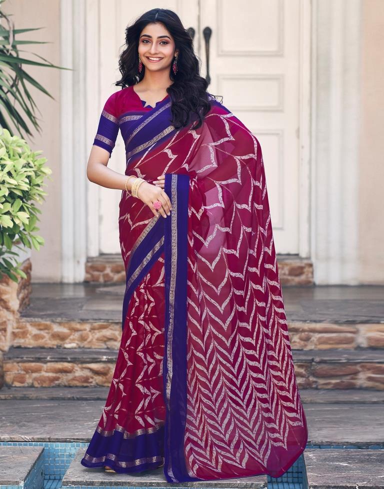 Magenta Cotton Printed Saree