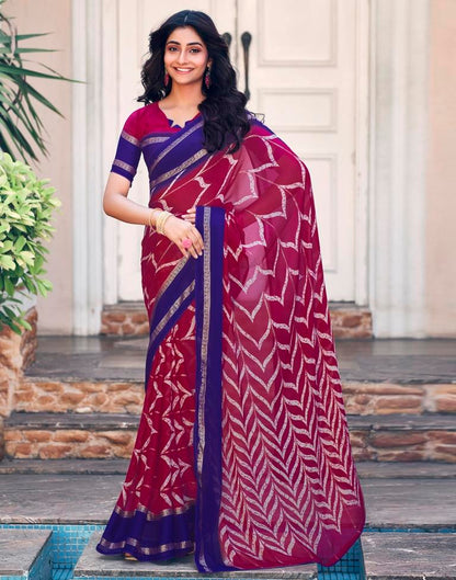 Magenta Cotton Printed Saree