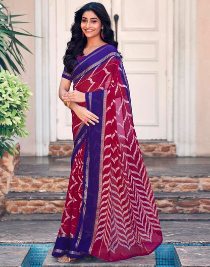 Magenta Cotton Printed Saree