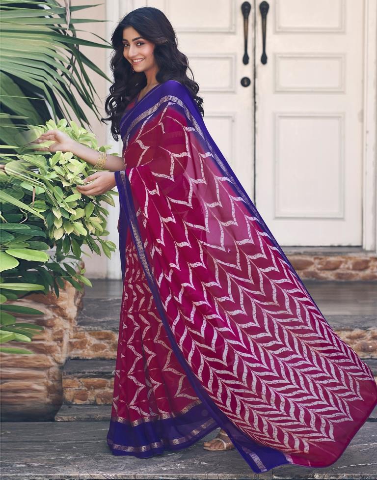 Magenta Cotton Printed Saree