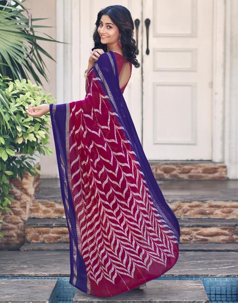 Magenta Cotton Printed Saree