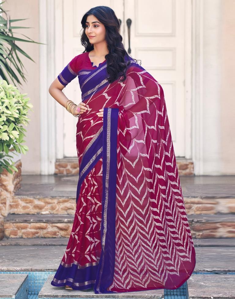 Magenta Cotton Printed Saree