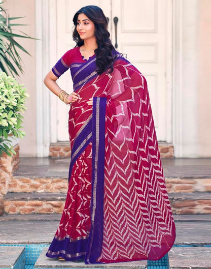 Magenta Cotton Printed Saree