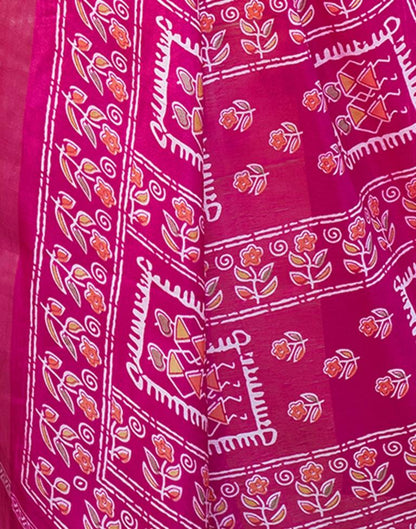 Rani Pink Silk Printed Saree