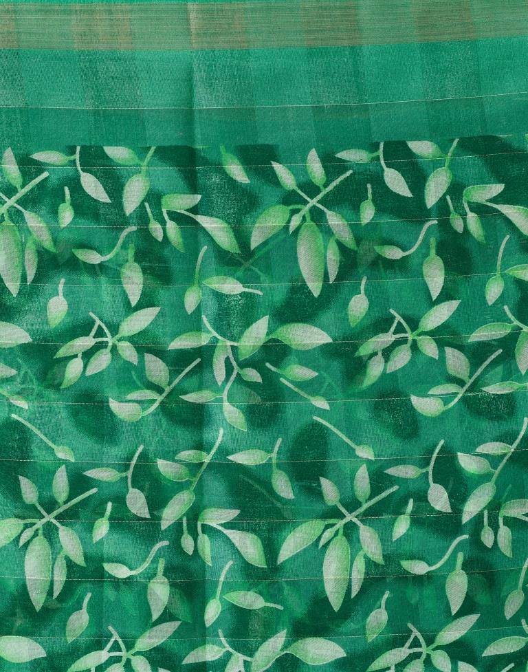 Sea Green Cotton Printed Saree