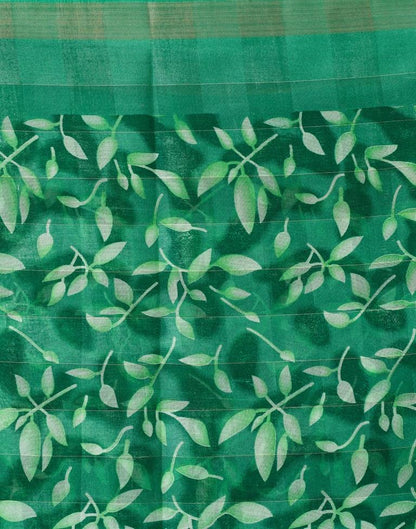 Sea Green Cotton Printed Saree