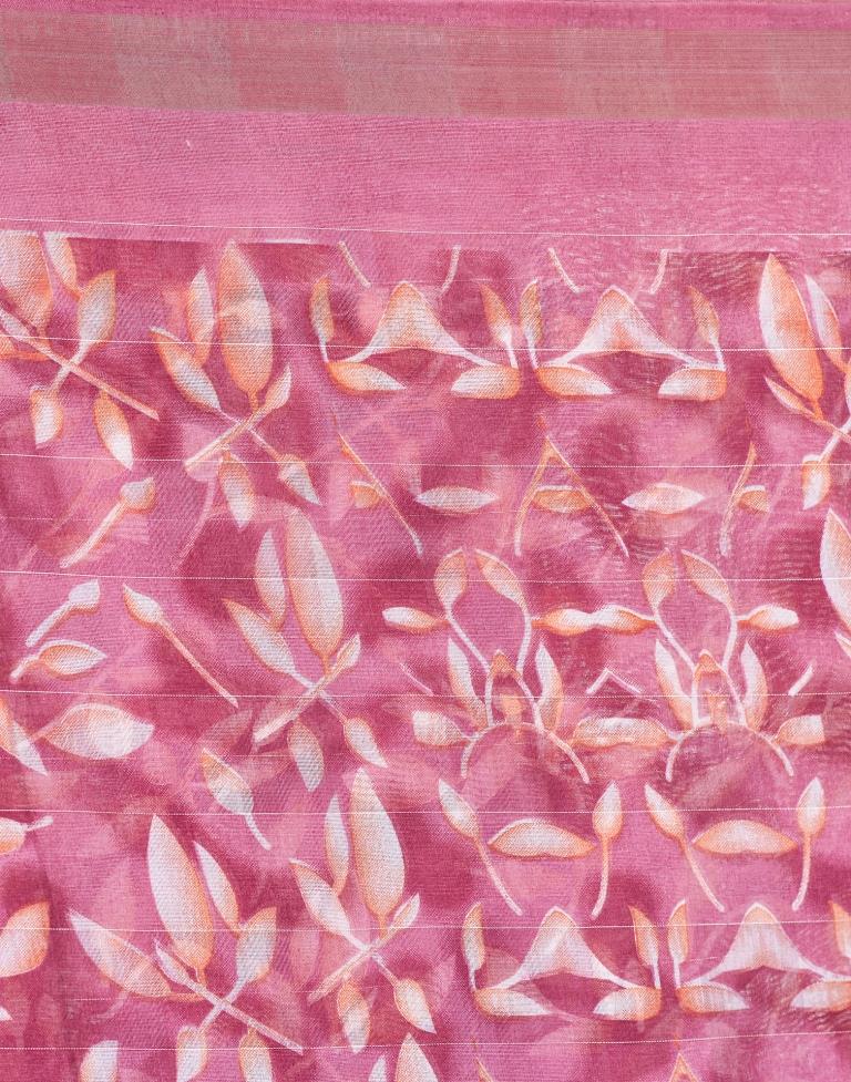 Rose Pink Cotton Printed Saree