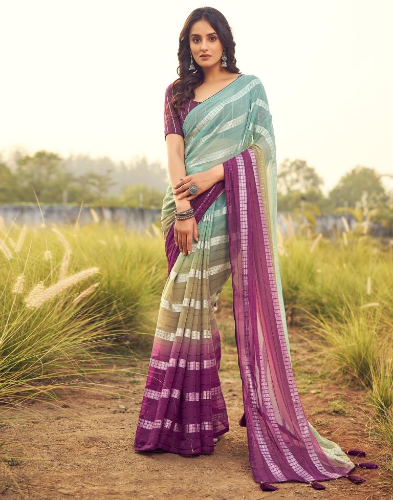 Deep Magenta Georgette Plain Saree