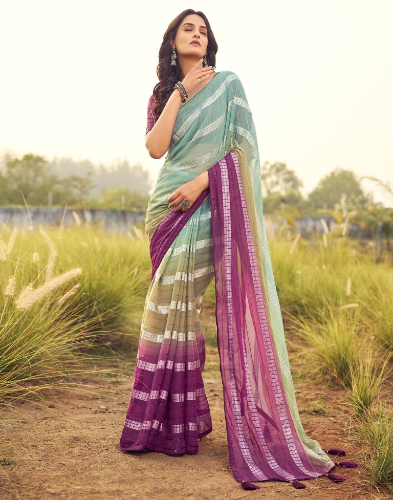 Deep Magenta Georgette Plain Saree