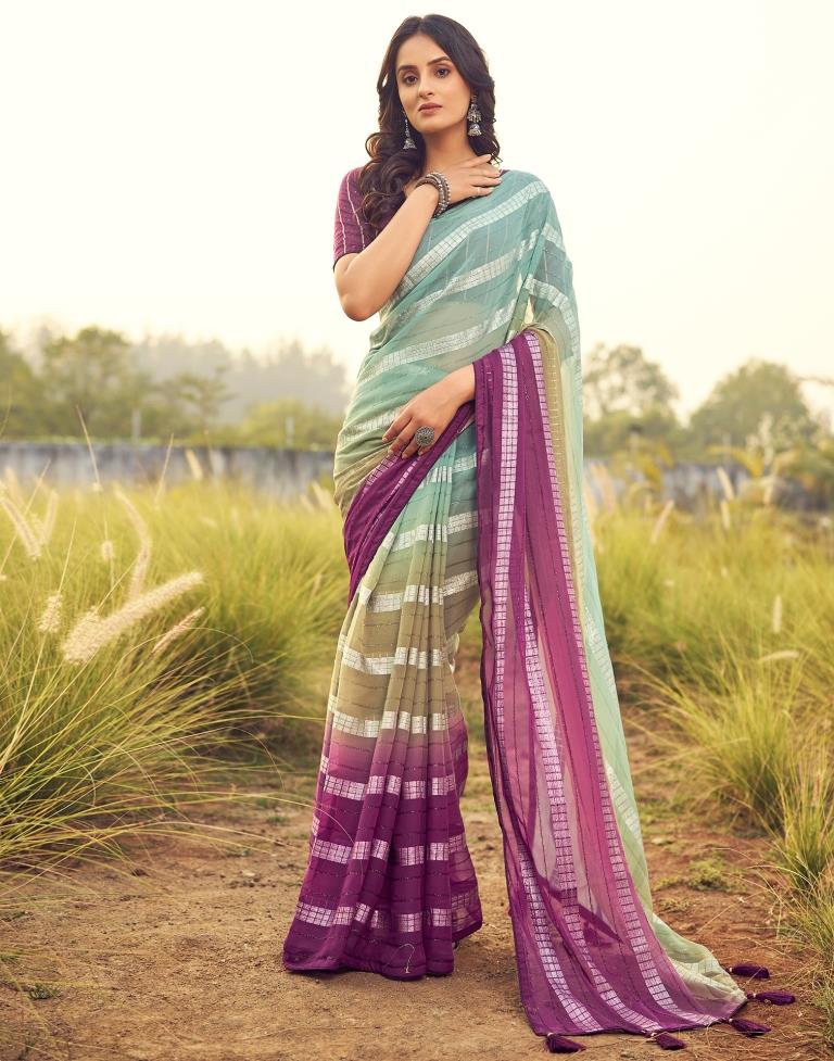 Deep Magenta Georgette Plain Saree