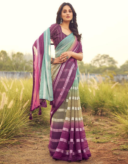 Deep Magenta Georgette Plain Saree