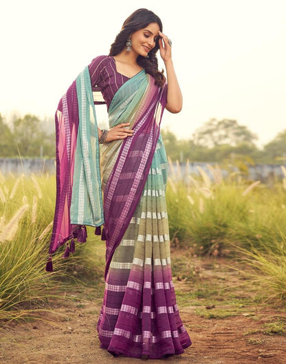 Deep Magenta Georgette Plain Saree