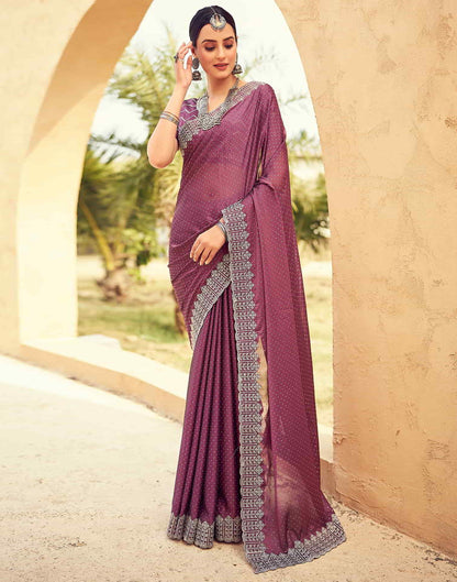 Mauve Swarovski Georgette Embroidery Saree