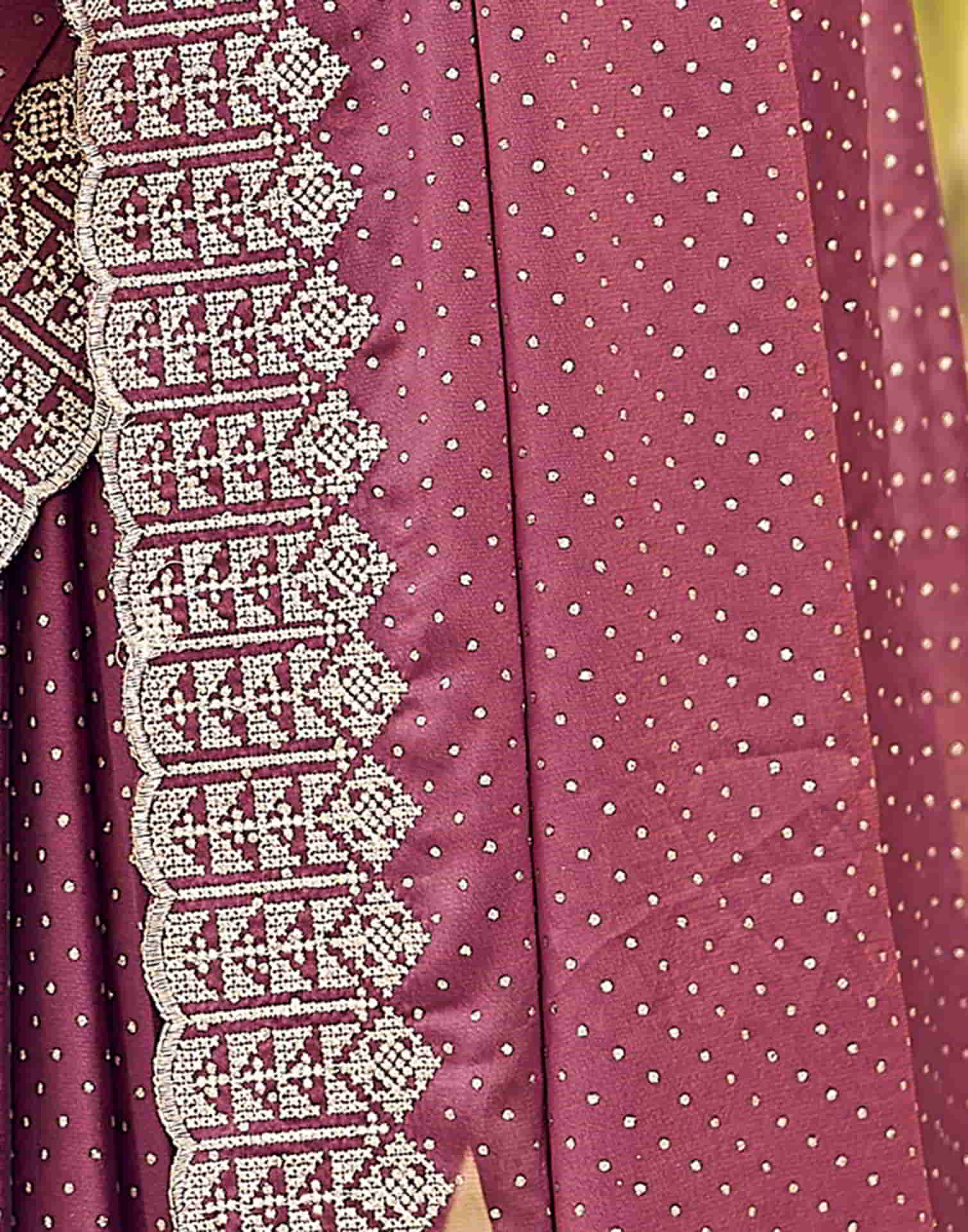 Mauve Swarovski Georgette Embroidery Saree