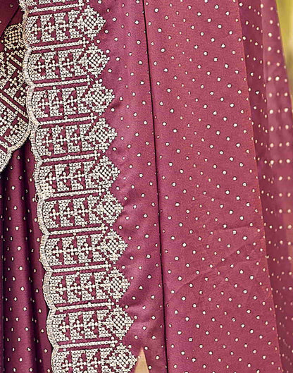 Mauve Swarovski Georgette Embroidery Saree