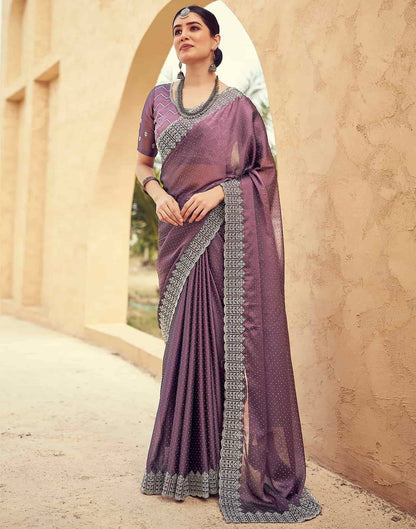 Purple Swarovski Georgette Embroidery Saree