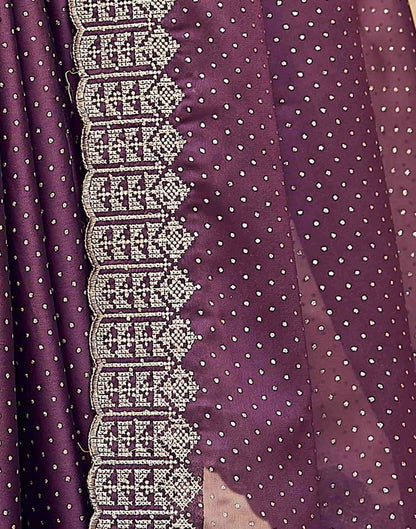 Purple Swarovski Georgette Embroidery Saree