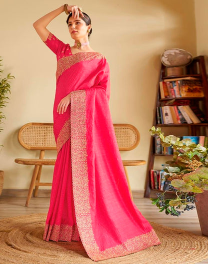 Pink Kanjivaram Embellished Silk Saree