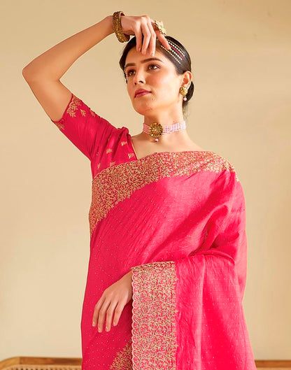 Pink Kanjivaram Embellished Silk Saree