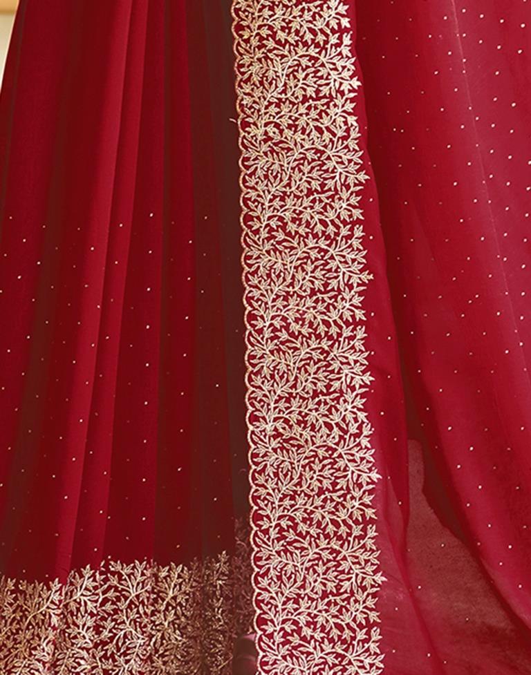 Red Kanjivaram Embellished Silk Saree