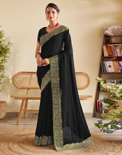 Black Kanjivaram Embellished Silk Saree