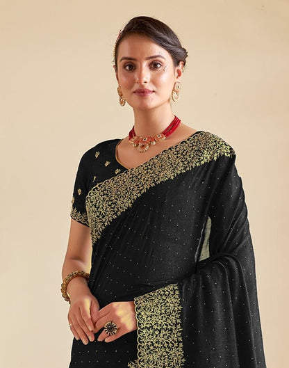 Black Kanjivaram Embellished Silk Saree