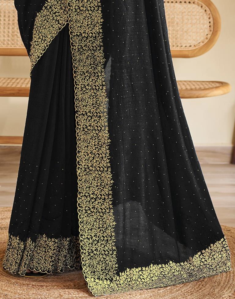 Black Kanjivaram Embellished Silk Saree