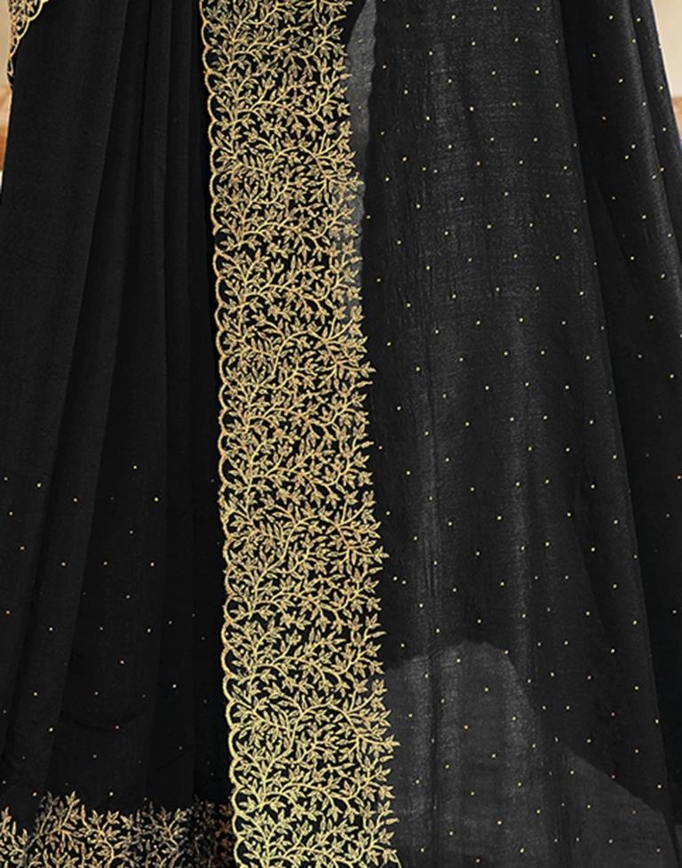 Black Kanjivaram Embellished Silk Saree