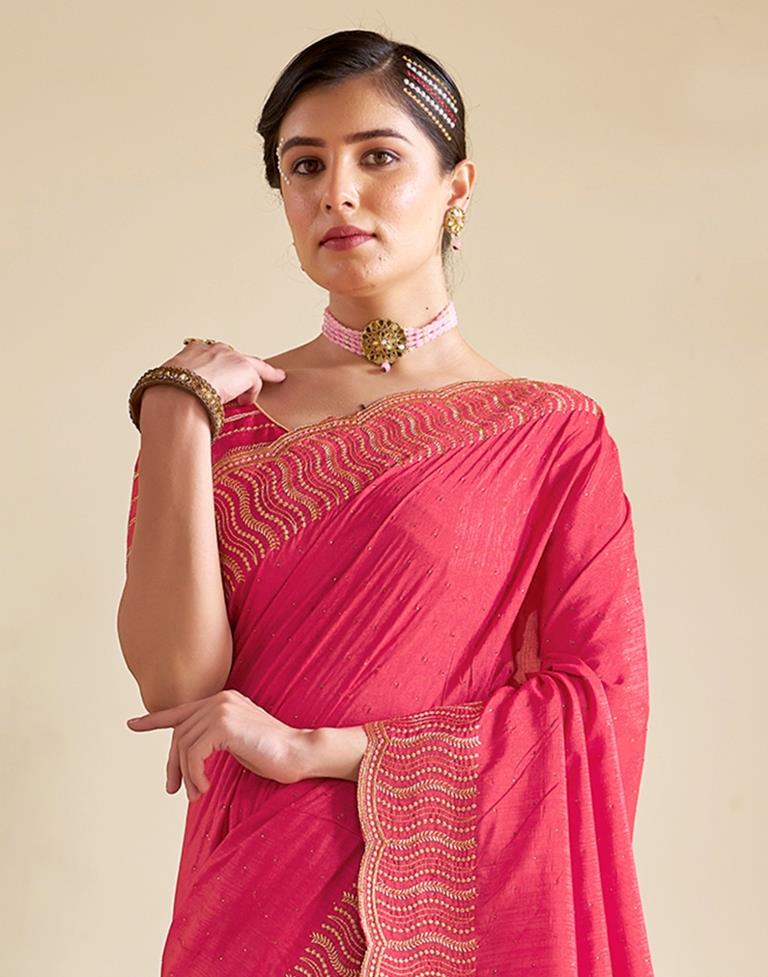 Pink Kanjivaram Embellished Silk Saree