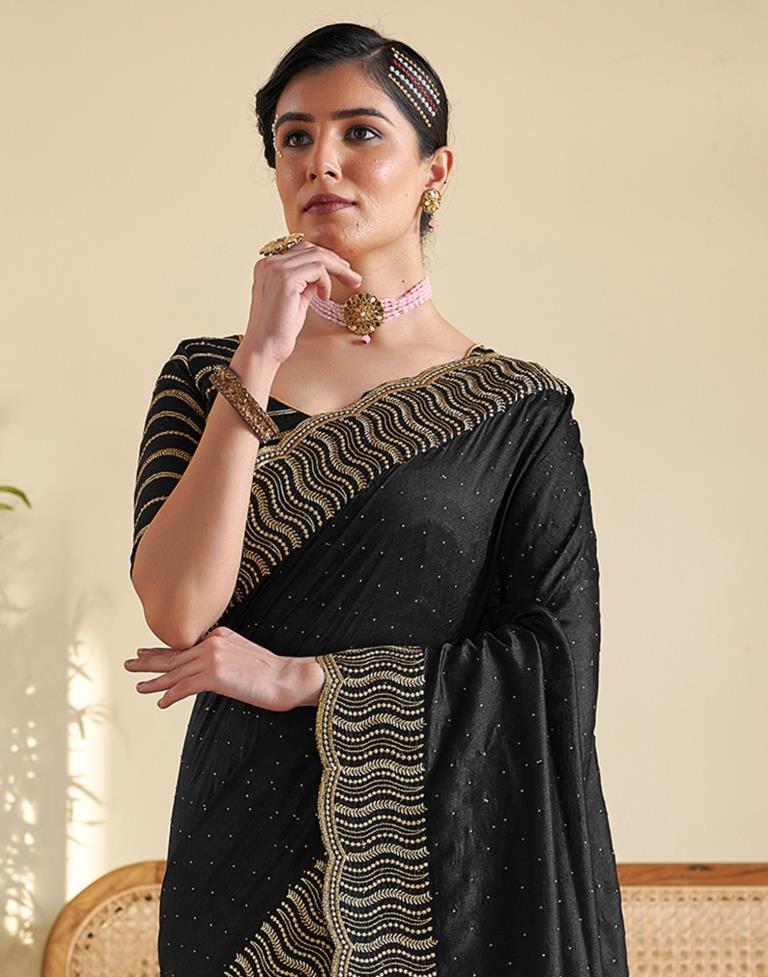 Black Kanjivaram Embellished Silk Saree