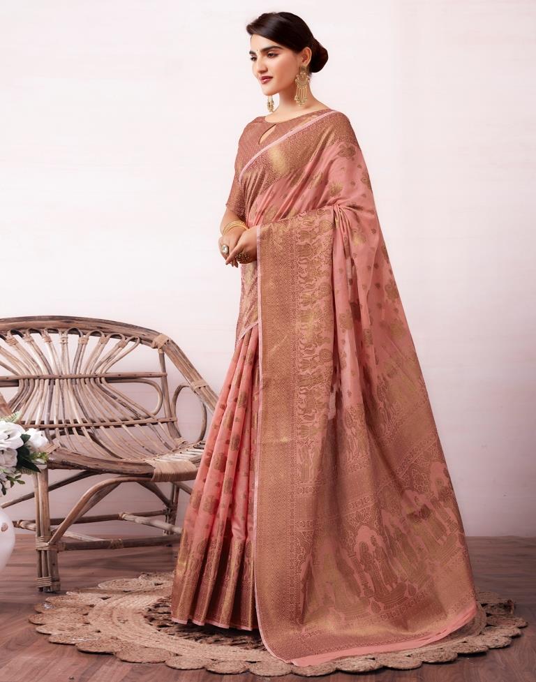 Dusty Pink Silk Plain Saree