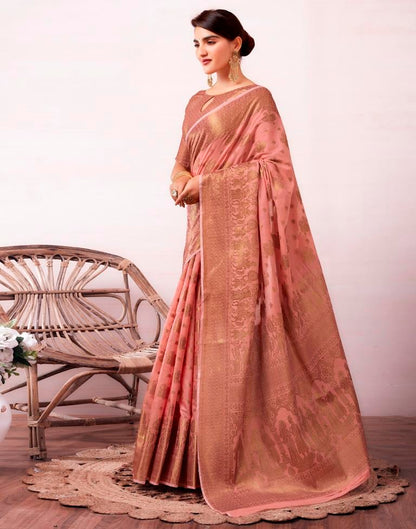 Dusty Pink Silk Plain Saree