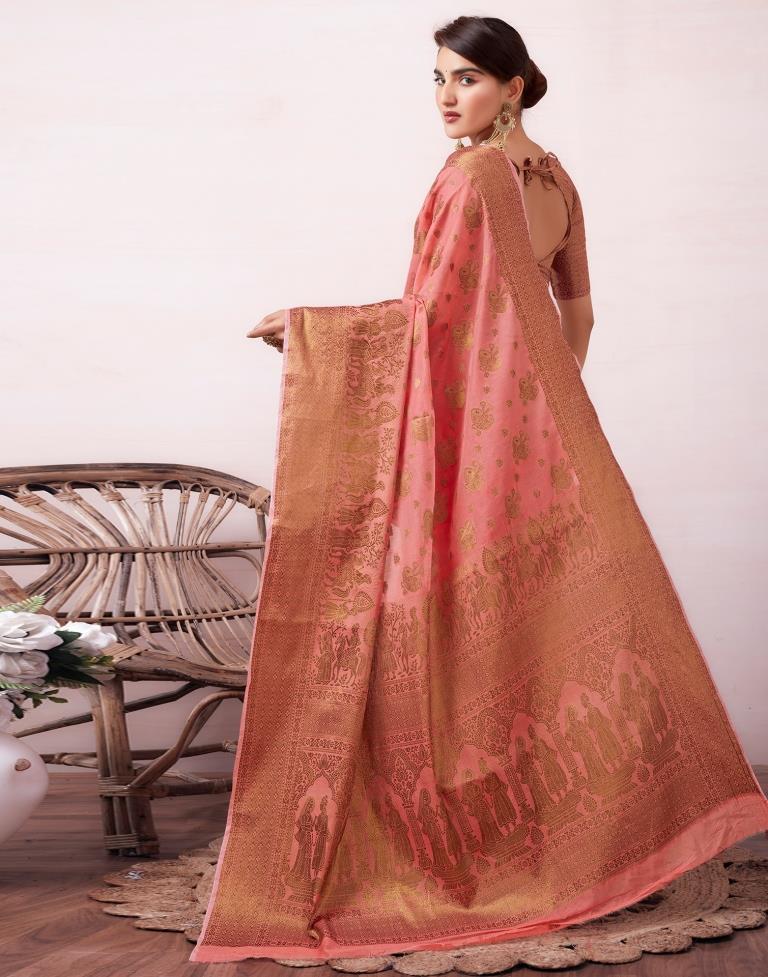 Dusty Pink Silk Plain Saree