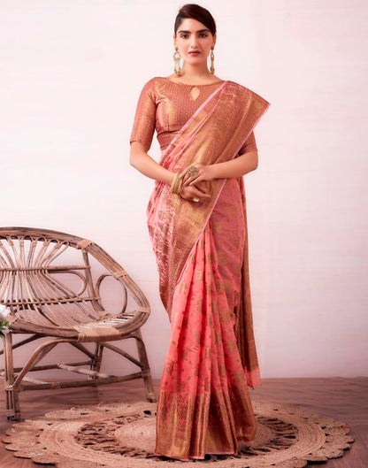 Dusty Pink Silk Plain Saree