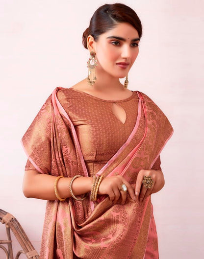 Dusty Pink Silk Plain Saree