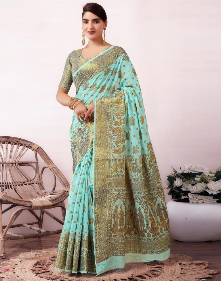 Blue Silk Plain Saree