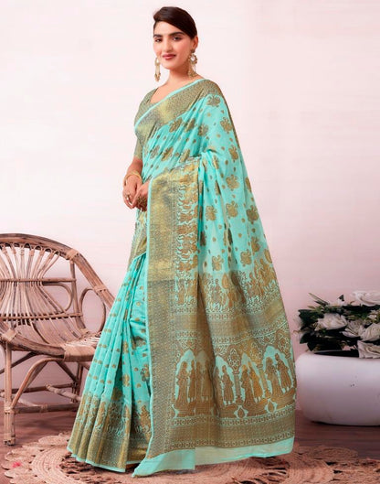 Blue Silk Plain Saree