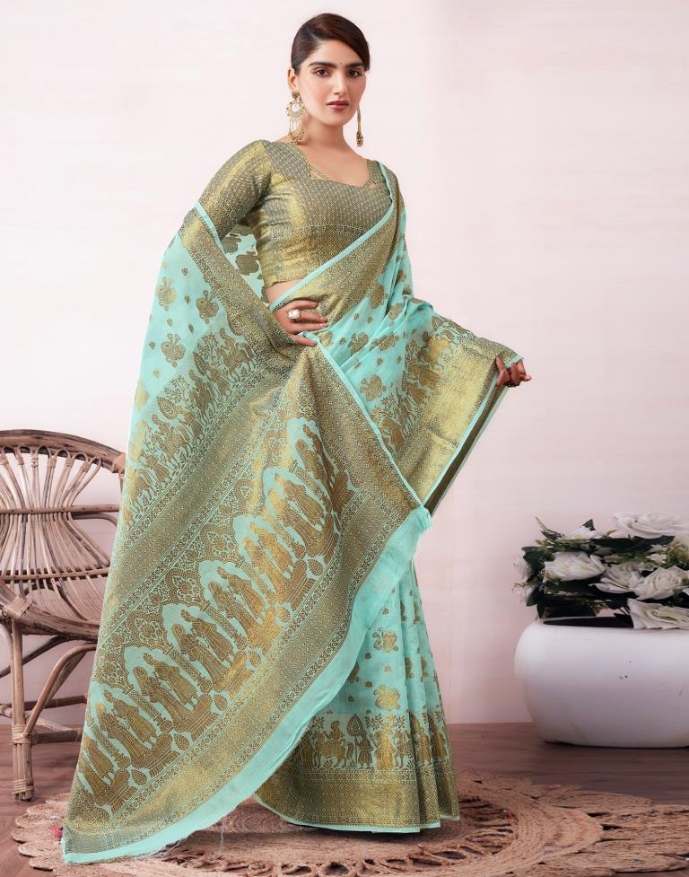 Blue Silk Plain Saree