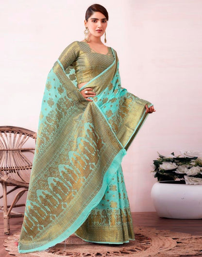 Blue Silk Plain Saree