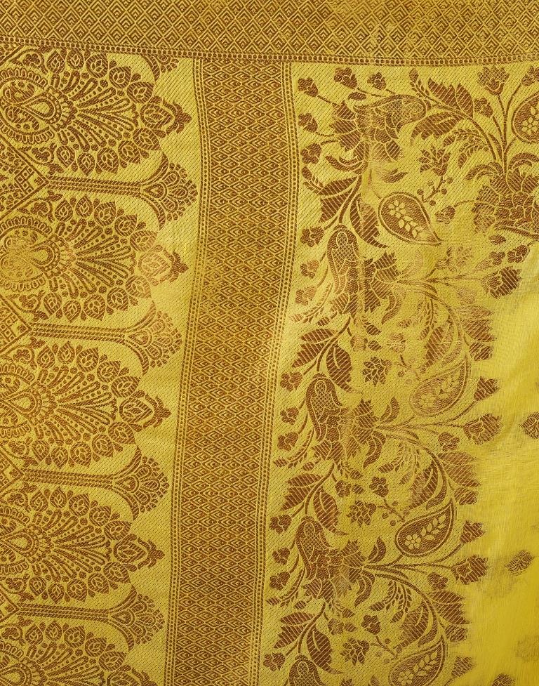 Yellow Silk Plain Saree