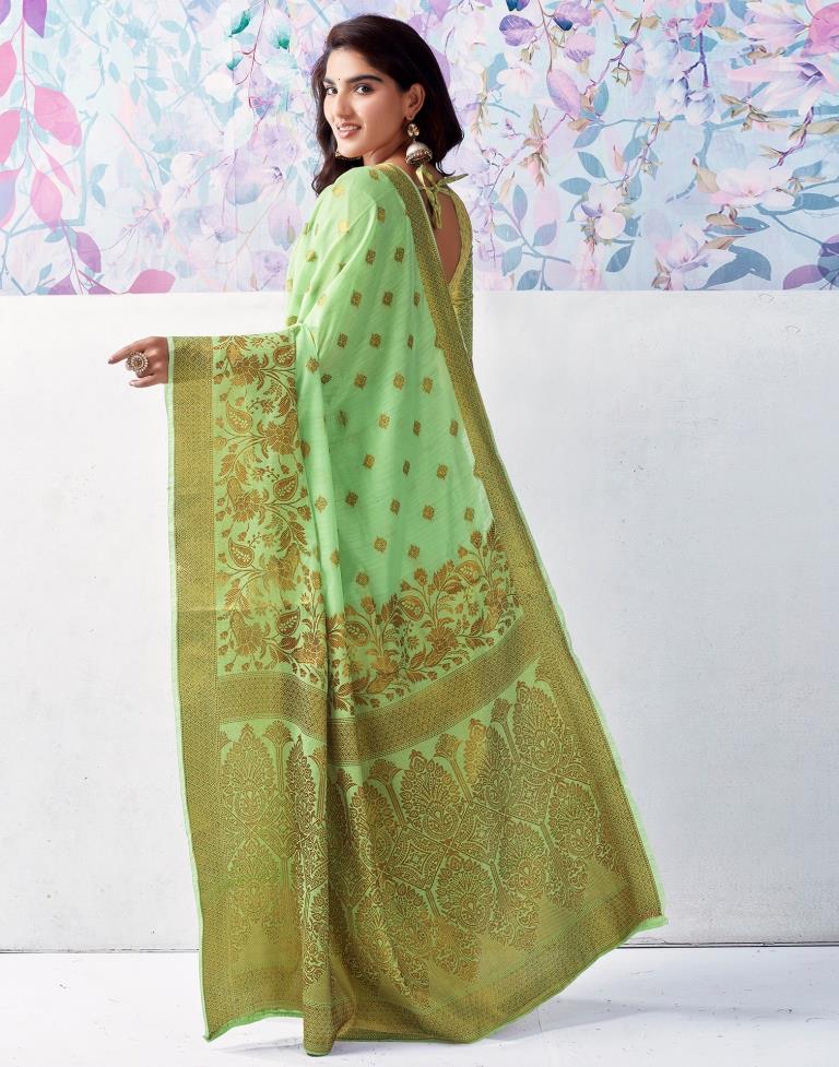 Light Green Silk Plain Saree