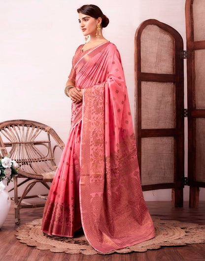 Pink Silk Plain Saree