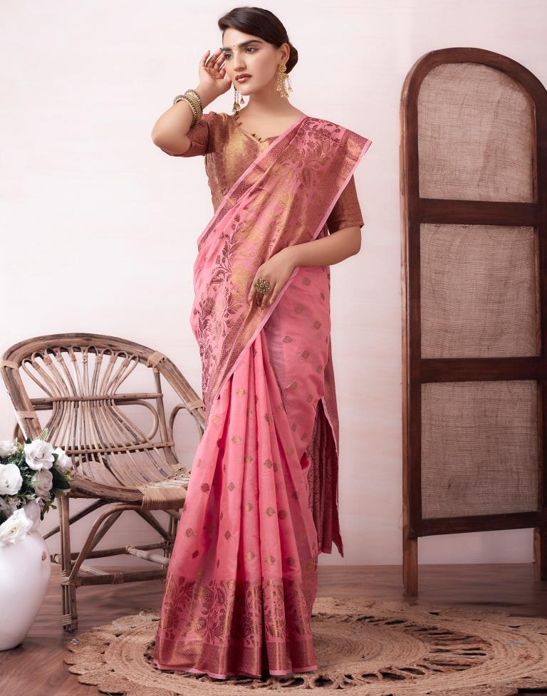 Pink Silk Plain Saree