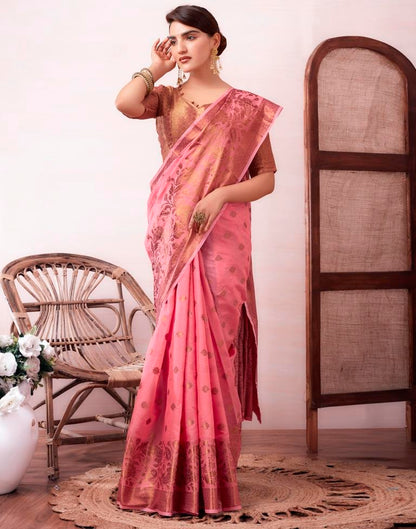 Pink Silk Plain Saree