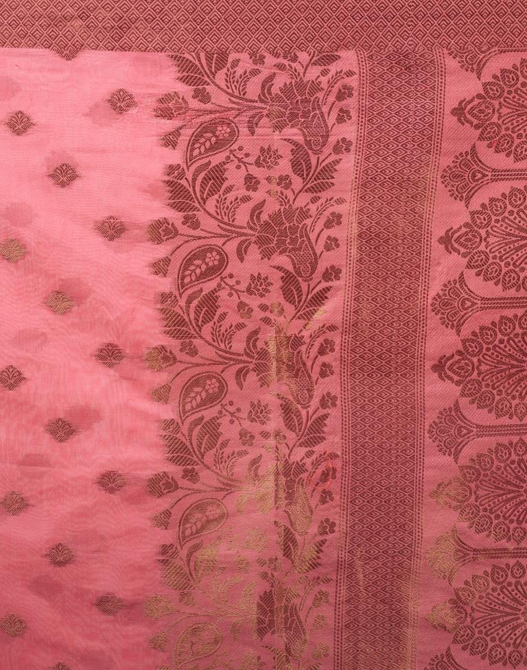 Pink Silk Plain Saree